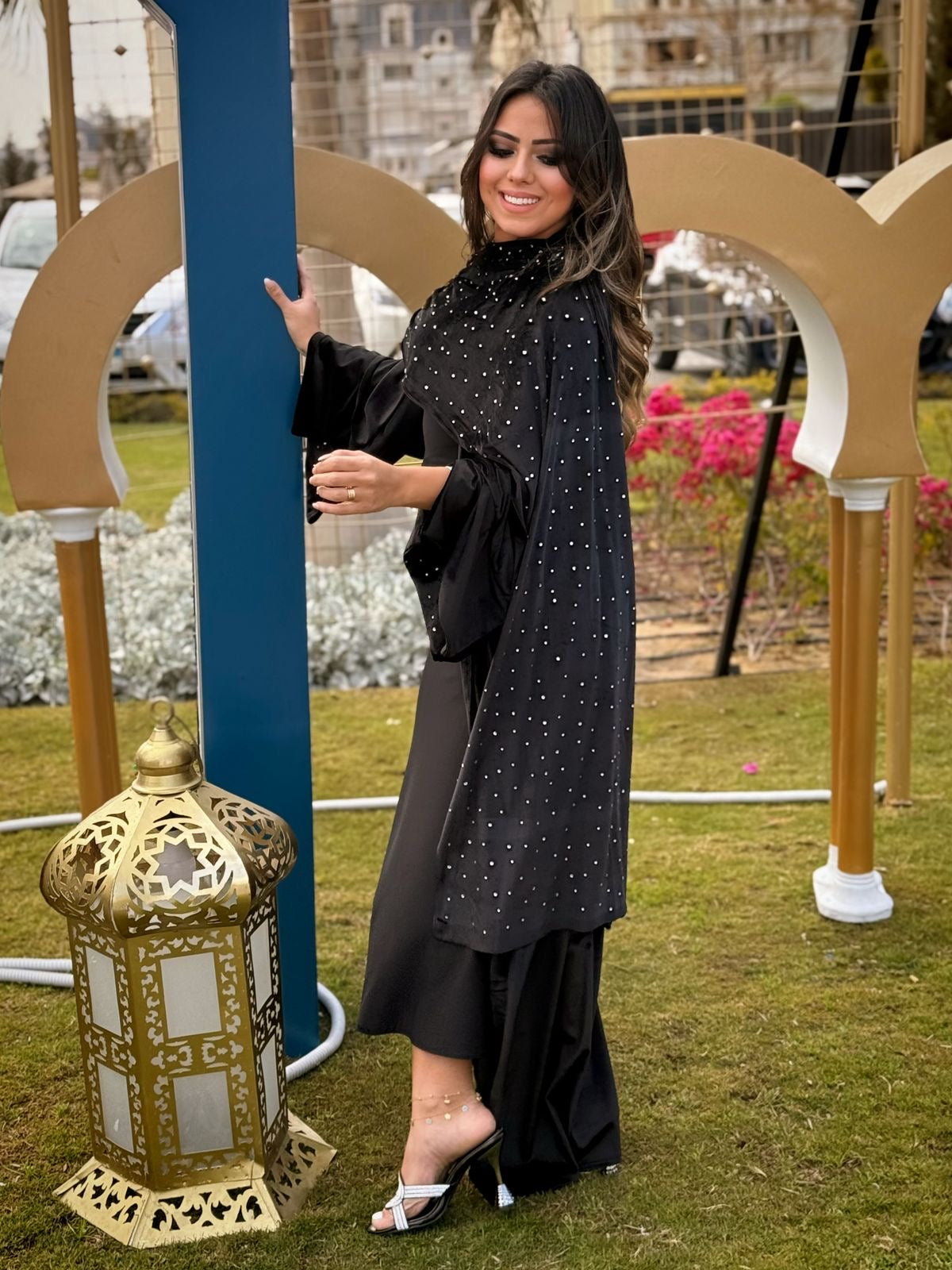 Black abaya velvet with scarf pw
