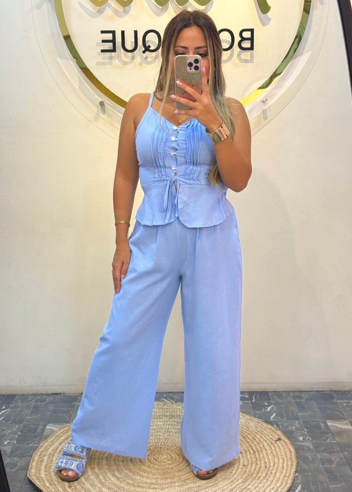 Set pant and vest with button pw