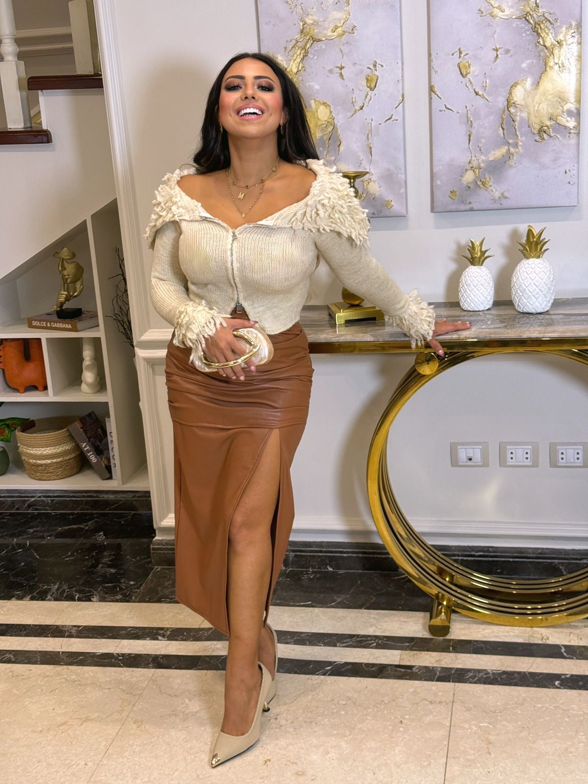 Long leather skirt pw26