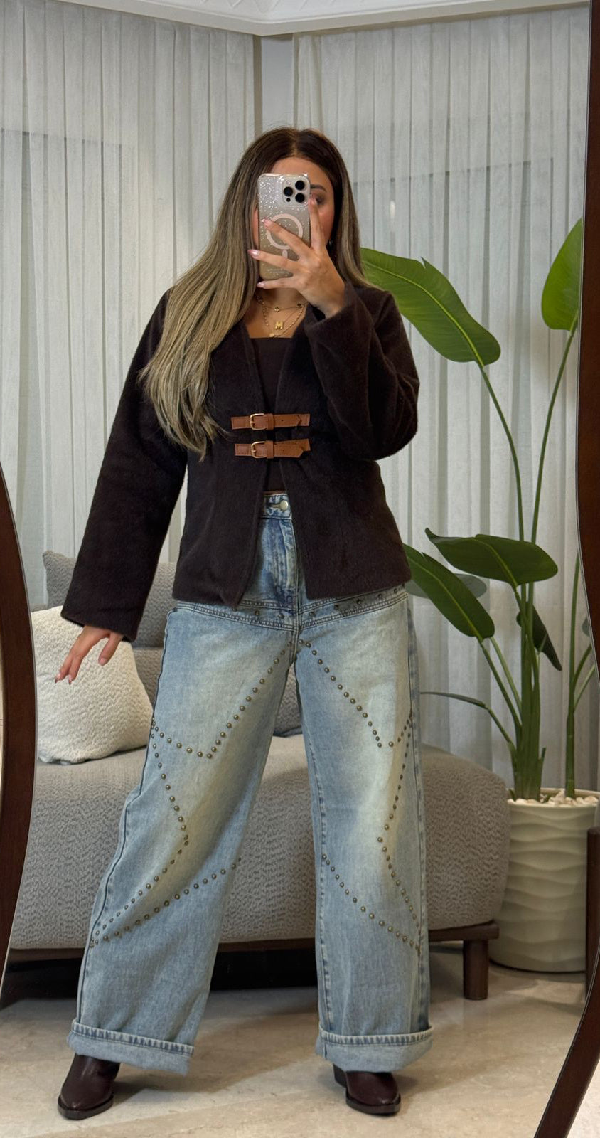 Short coat leather belt pw