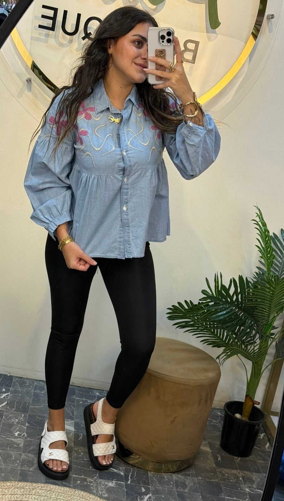 Denim blouse embroidered 2038
