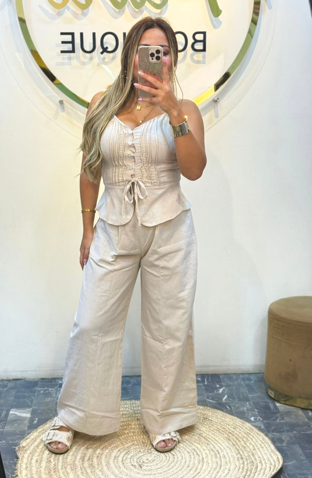 Set pant and vest with button pw