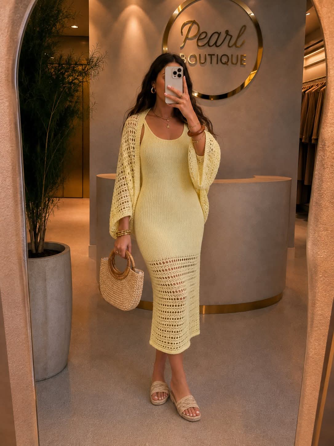 Dress with cardigan triko yellow 917 sh