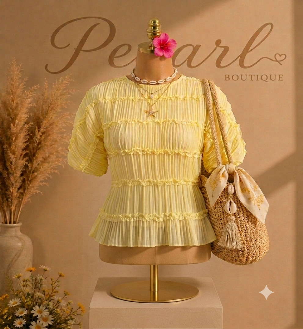 Blouse yellow&brown&white 1141 sh