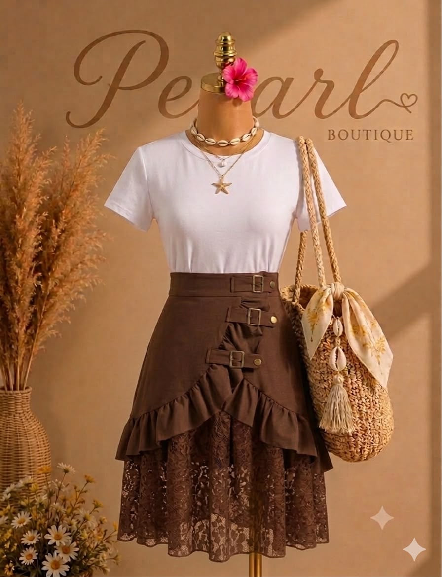 Skirt with belts ruffles 26 pw