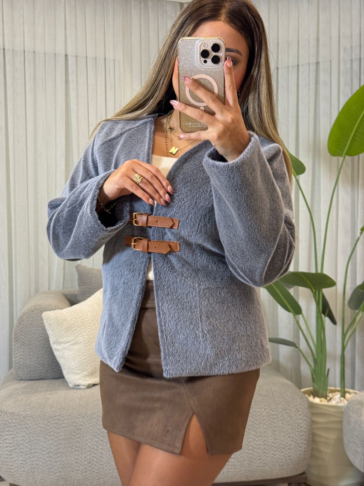 Short coat leather belt pw