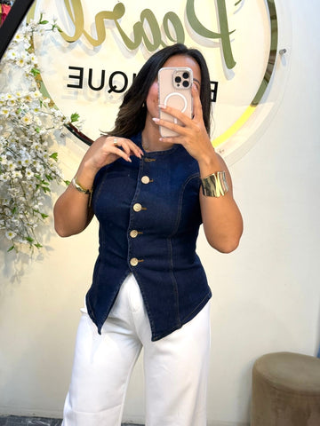 Denim vest with bond pw