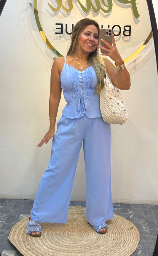 Set pant and vest with button pw