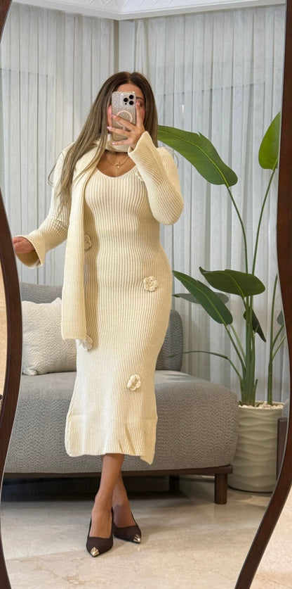 Dress triko flower with scarf pw