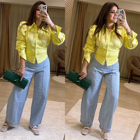 Wide denim ice pant sh