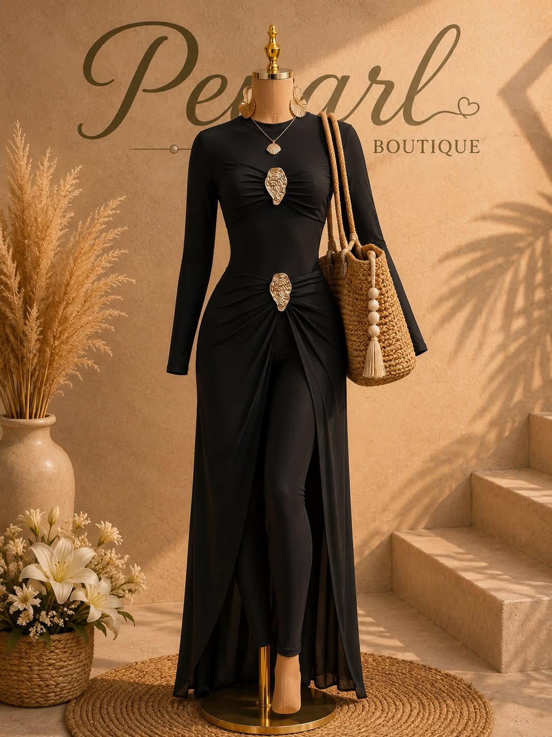 Swimsuit black with accessories gold 2731 h sh
