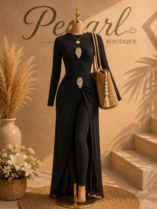 Swimsuit black with accessories gold 2731 h sh
