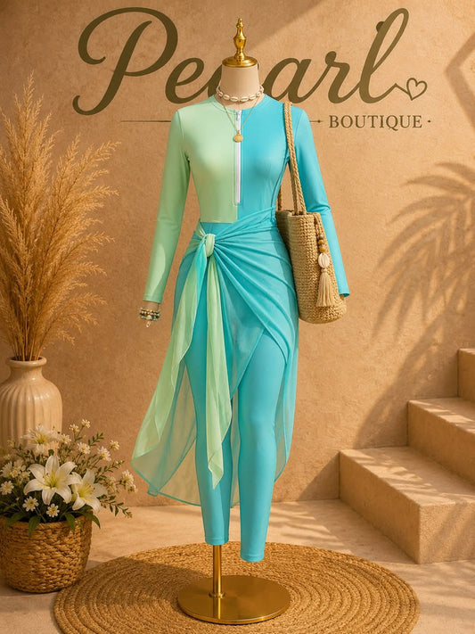 Swimsuit burkini blue with cash 2736 h sh