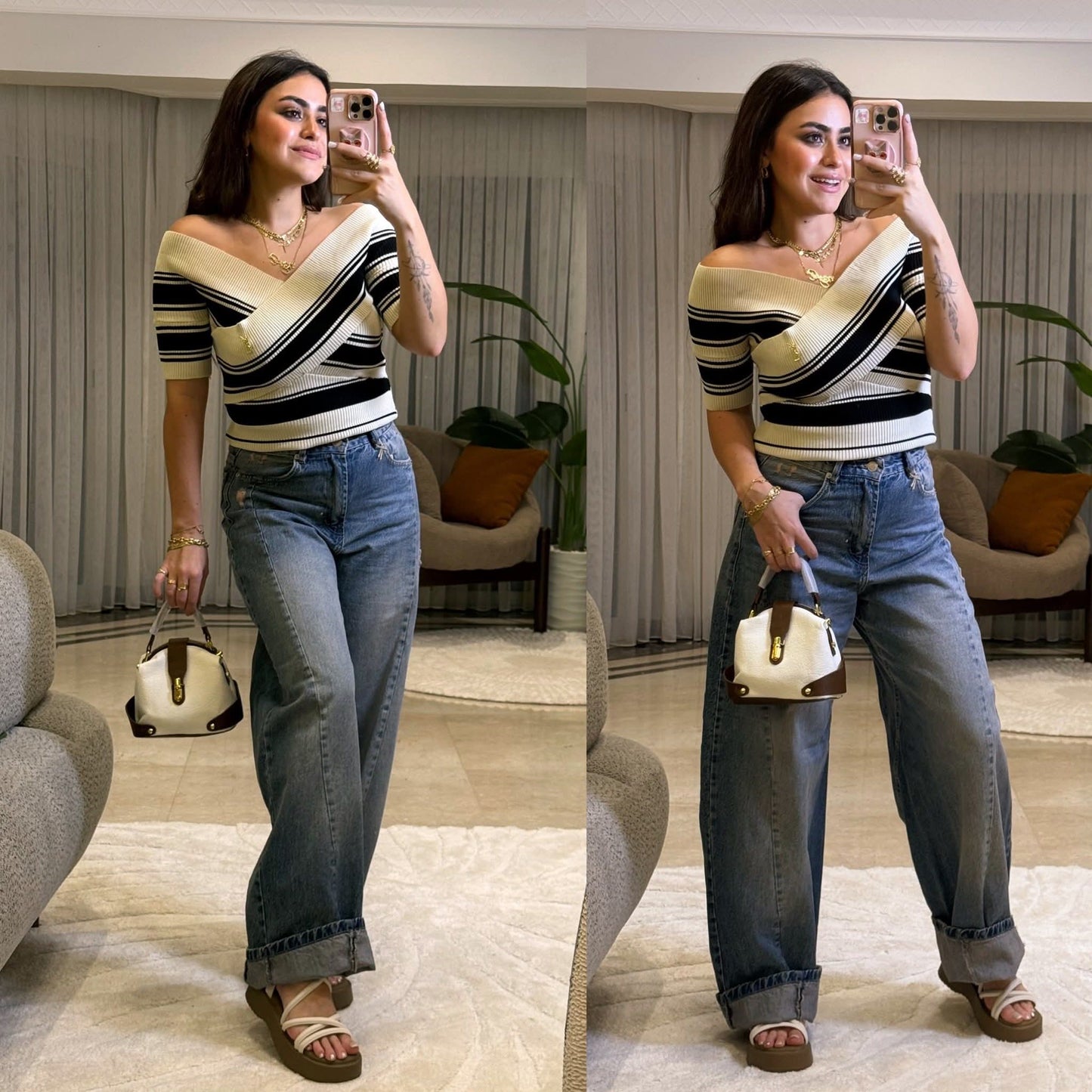 Blouse cross white&black 8683 ch