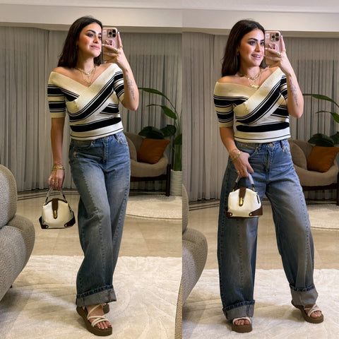 Blouse cross white&black 8683 ch