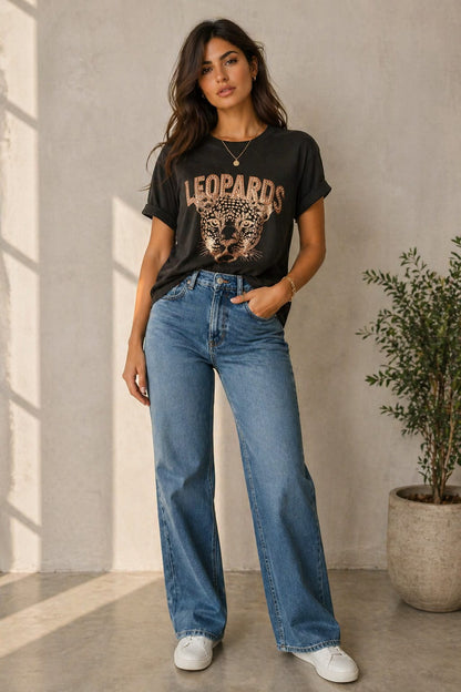 T-shirt leopards tiger strass mo tk