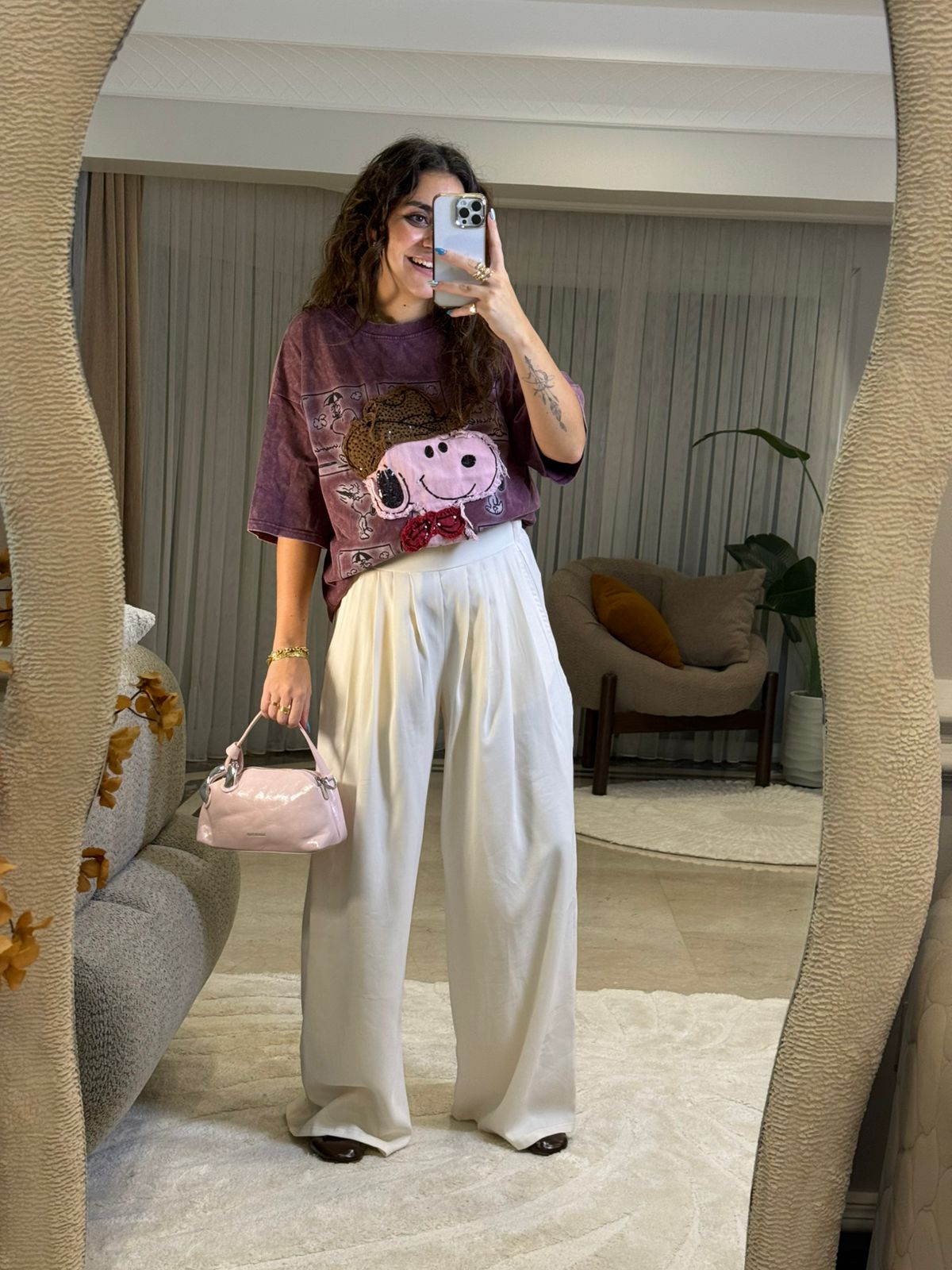 Wide pant stretch kemr white&black pw26