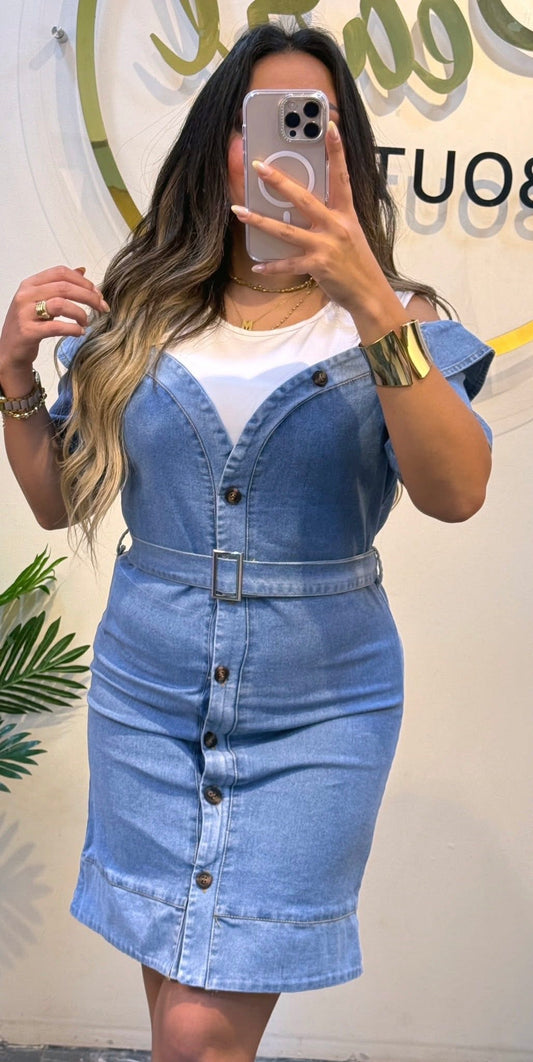 Denim dress with cotton t-shirt pw