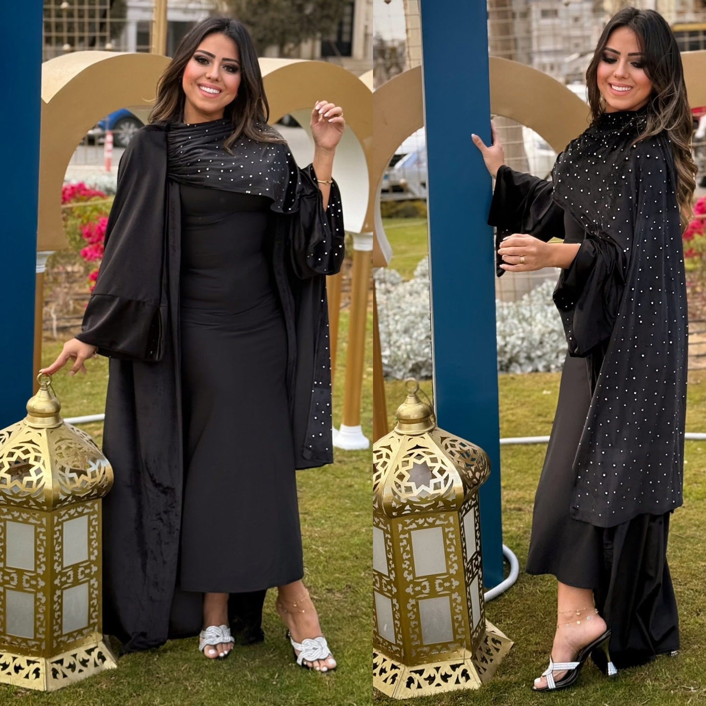 Black abaya velvet with scarf pw