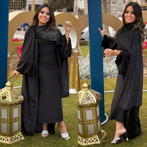 Black abaya velvet with scarf pw