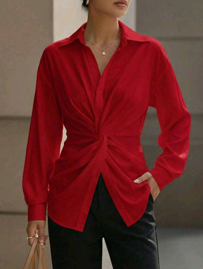 Blouse red v neck 9235 h sh