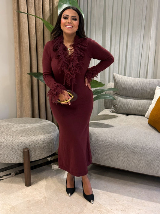 Dress furry collar sh