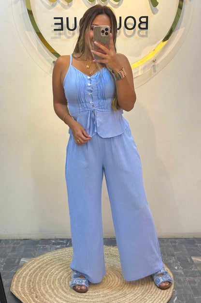 Set pant and vest with button pw